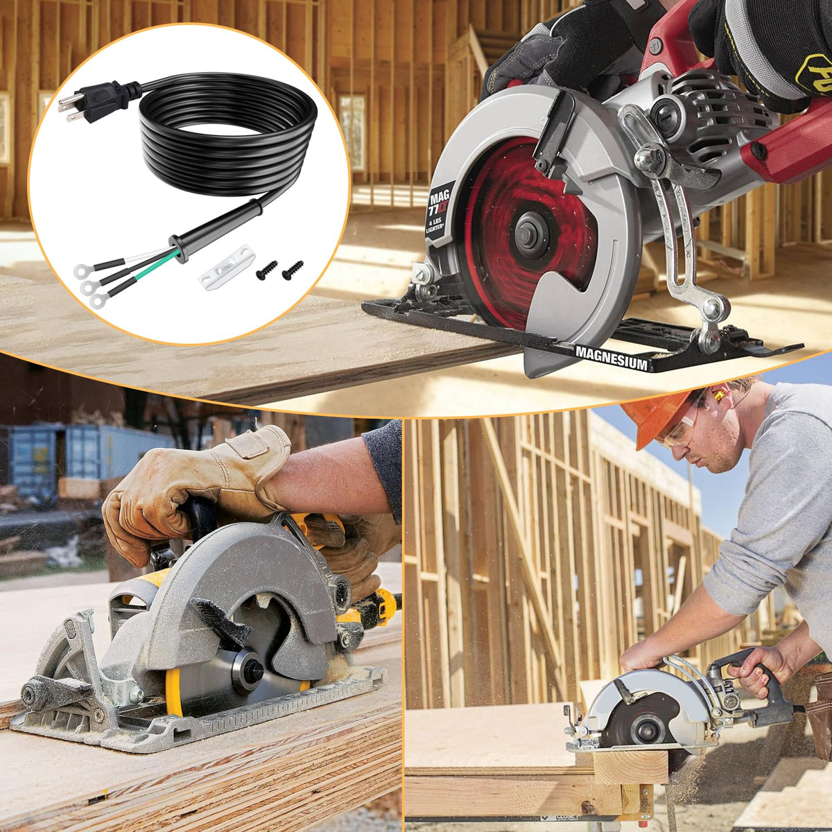 LCMLA 95104L Circular Saw Replace Cord Assembly - Heavy Gauge Power Cord