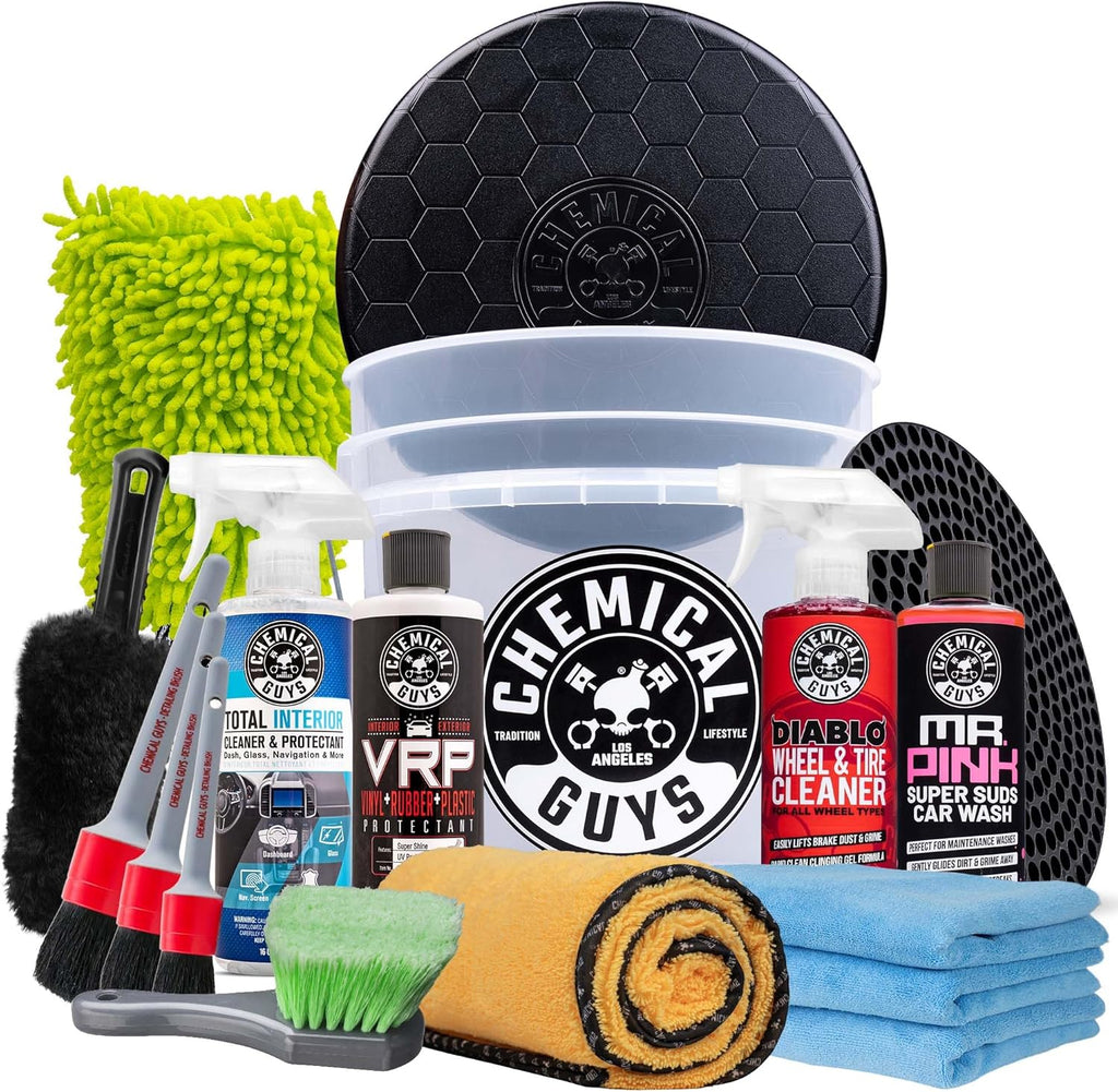 Car Detailing Kit, Car Cleaning Kit with Total Interior Cleaner & Protectant, Sprayable Wheel Cleaner, Car Wash Soap