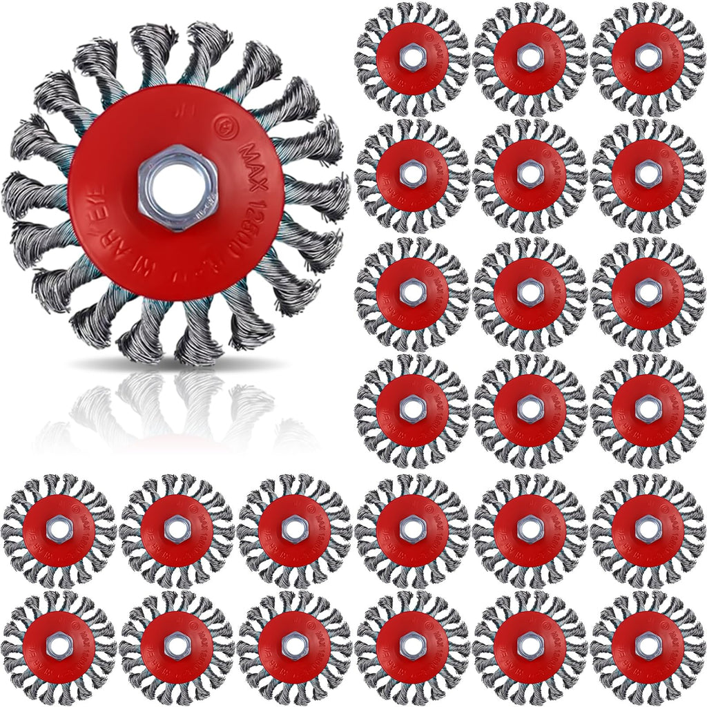 Tandefio 24 Pcs Wire Wheels for Angle Grinder, with 5/8"-11 Threaded Arbor