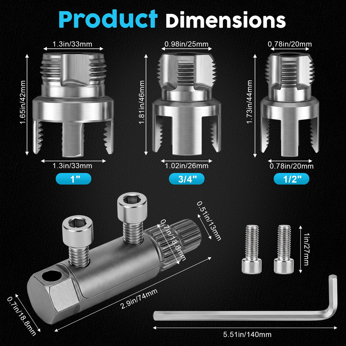 10PCS PVC Pipe Threader Kit with Step Drill Bit,1/2" 3/4" 1" for Water Pipe