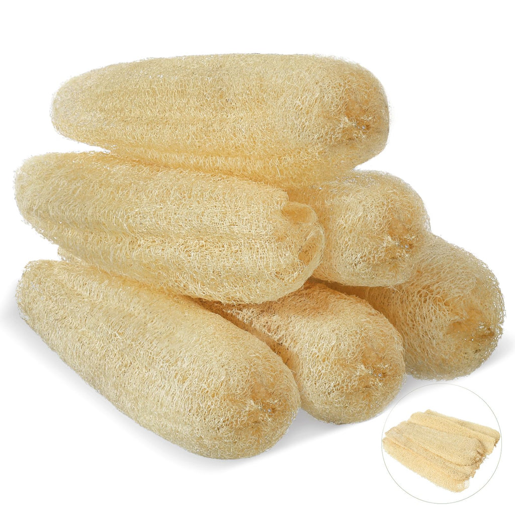 11.8" Natural Loofah Sponges 6-Pack, Organic Bath & Body Scrubber