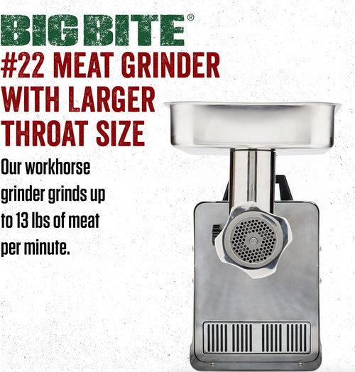 #22 Meat Grinder — 1.0 HP Commercial-Quality Stainless Steel