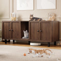 59 Inches Cat Litter Box Enclosure for 2 Cats, Walnut