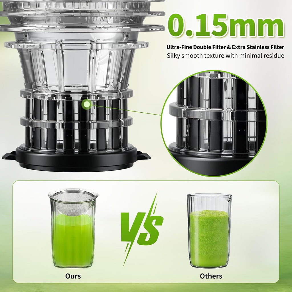 Cold Press Juicer, 5.1 Inch Wide Chute Slow Masticating Extractor | 1.7 L Slow Juice Extractor for Whole Fruits