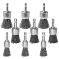 Opfiue 9 PCS 1/4" Hex Shank Wire Brush Wheel for Drill, 0.8" 1" 1.2" Sizes