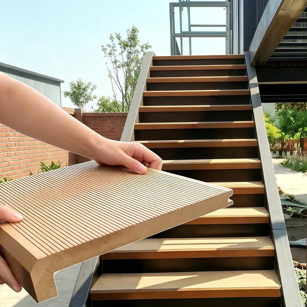 Wood Outdoor Stair Treads Non-Slip Waterproof Weather Resistant 12" W