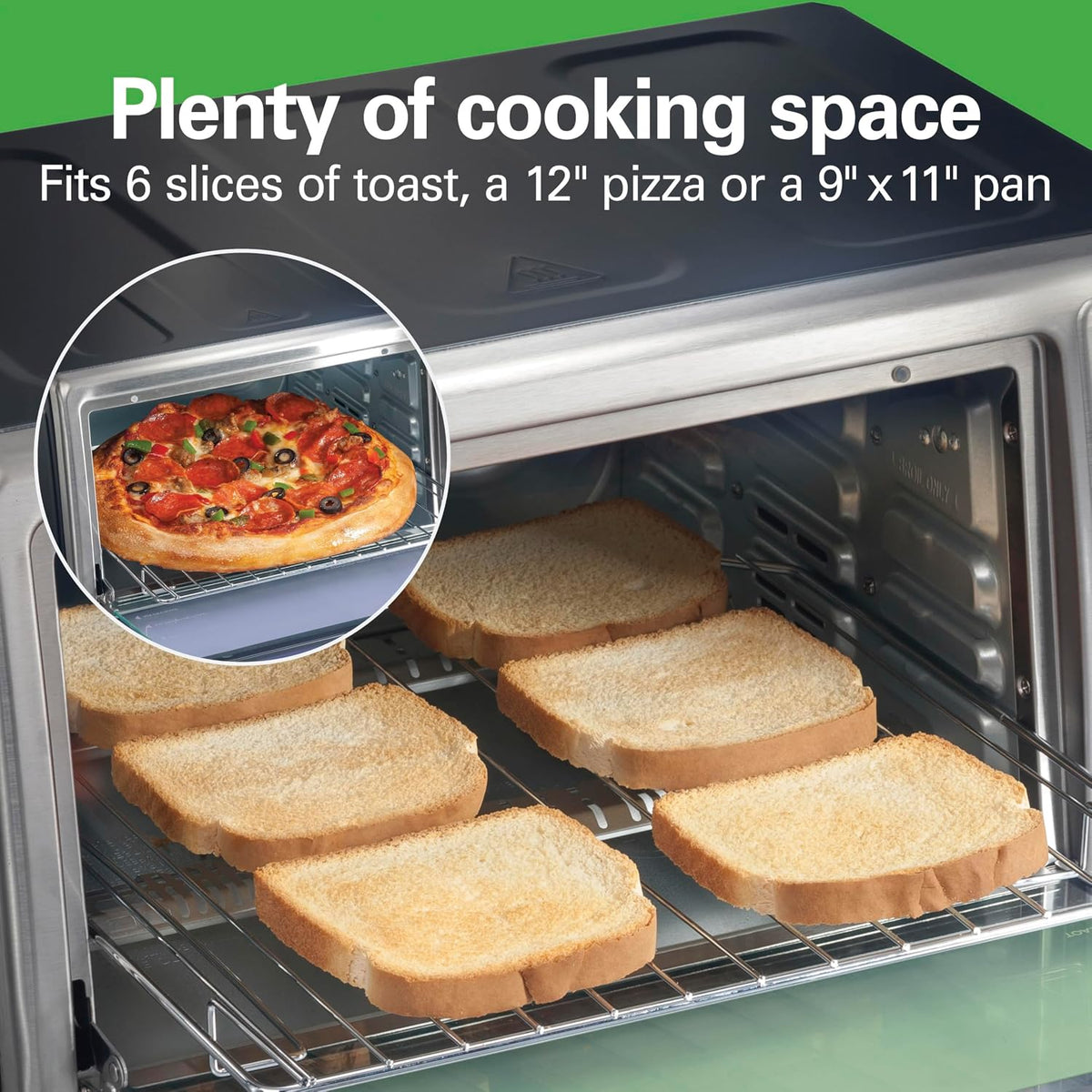 Sure-Crisp Air Fryer Toaster Oven, 6 Slice Capacity, Stainless Steel Front Panel, R31418 (Renewed)