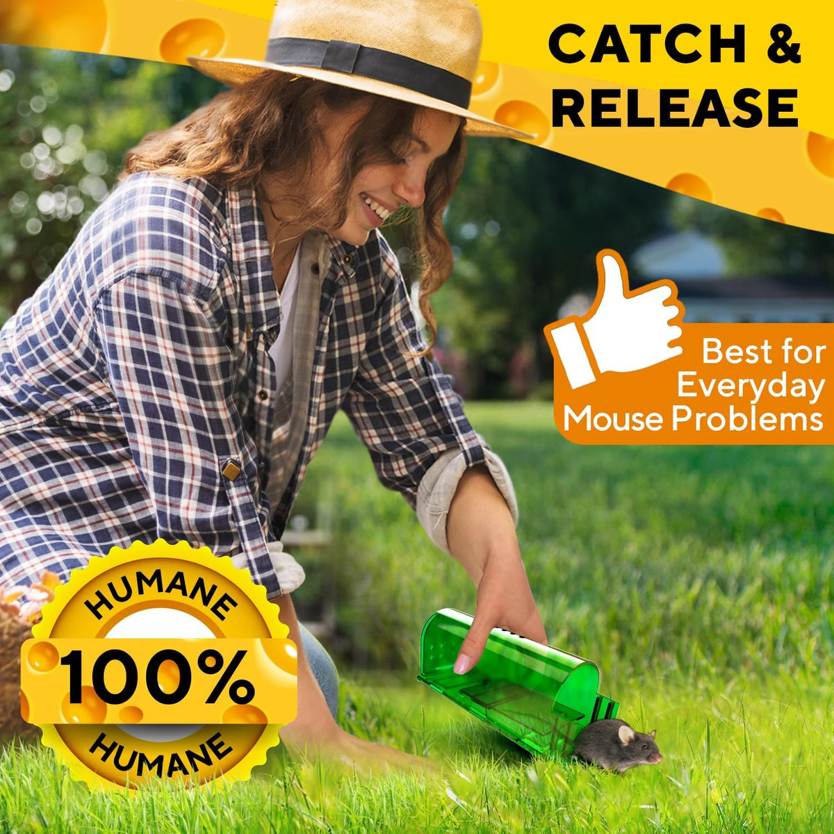 Humane Mouse Trap (2 Pack), Live Catch and Release Indoor Traps for Home | Ultra-Sensitive Trigger, Reusable No-Kill
