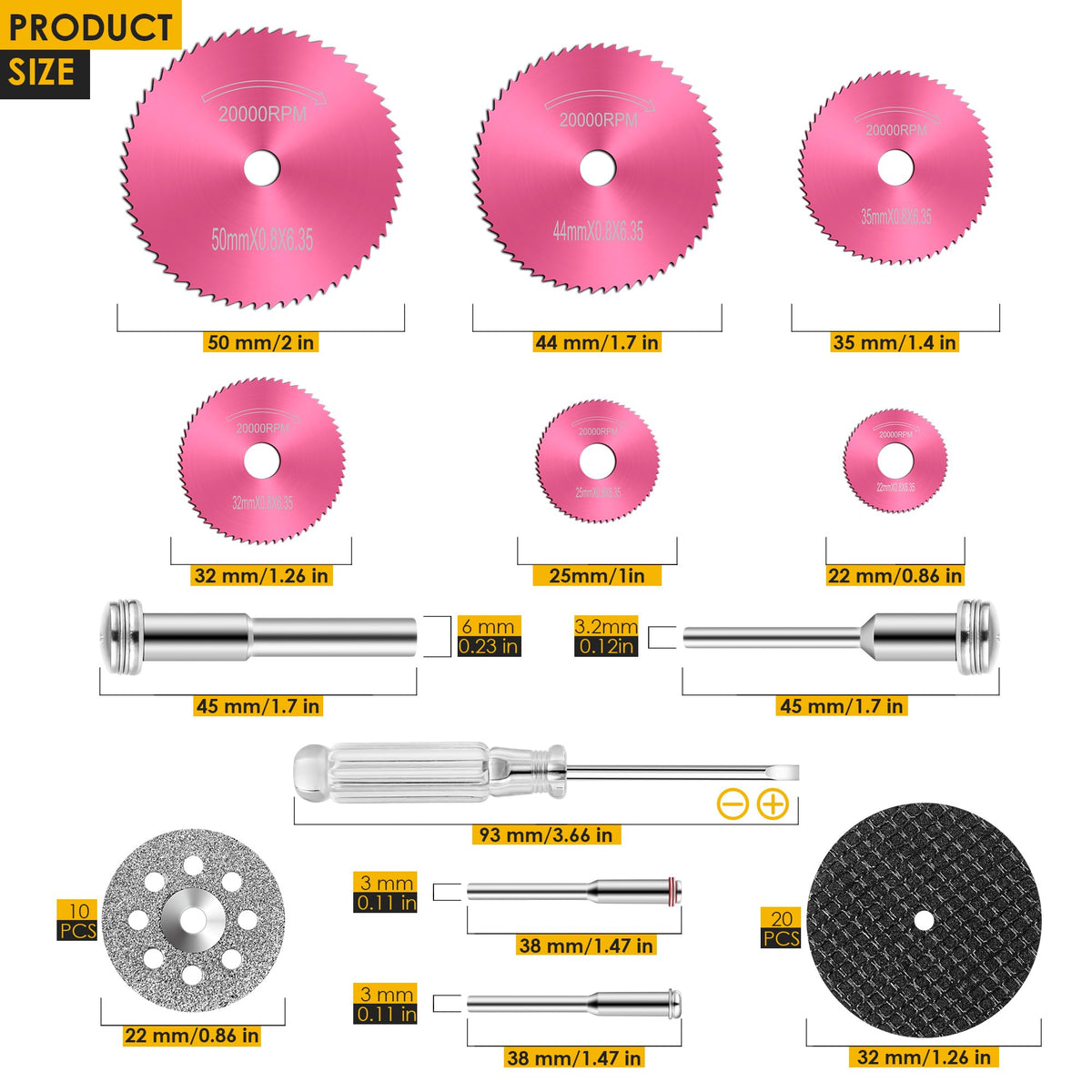 44 Pcs Pink Cutting Wheel Set Compatible with Plastic for Rotary Tool