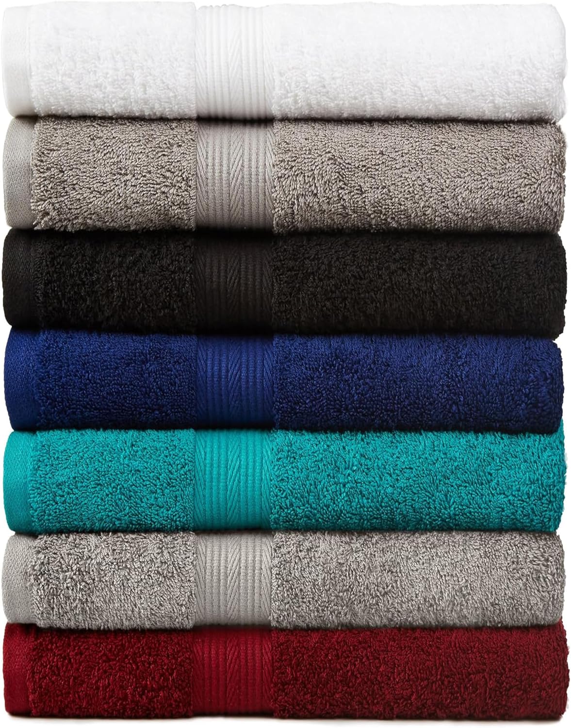 6-Piece Highly Absorbent Fade-Resistant Towel Set, 100% Cotton Towels for Bathroom, Soft, 2 Bath Towels, 2 Hand