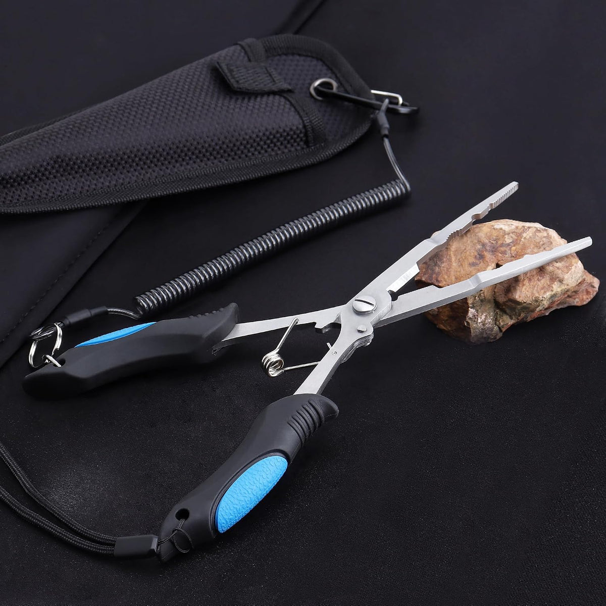 Fishing Pliers Saltwater Freshwater Long Nose Hook Remover Stainless Steel | with Sheath, Lanyard