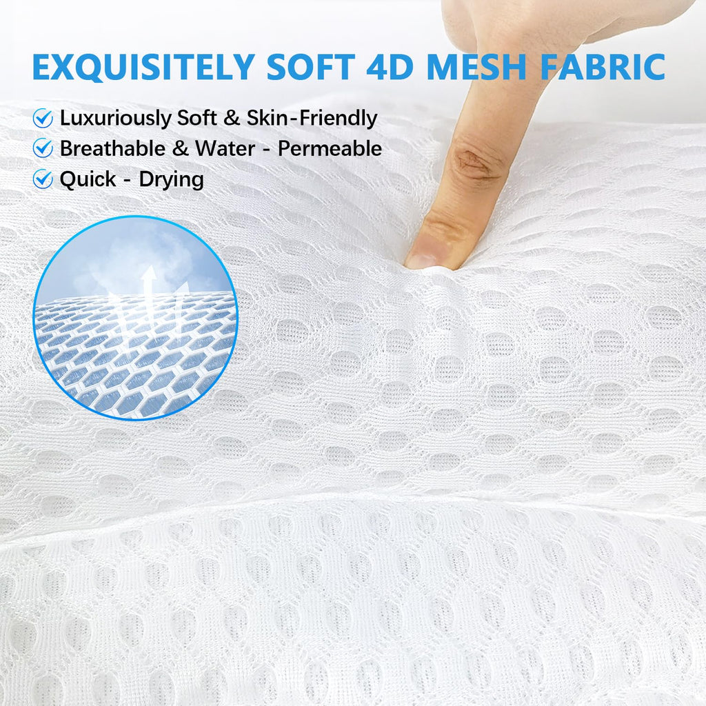 Bath Pillows for Tub,Thick Neck Back Support Bathtub Cushion,White