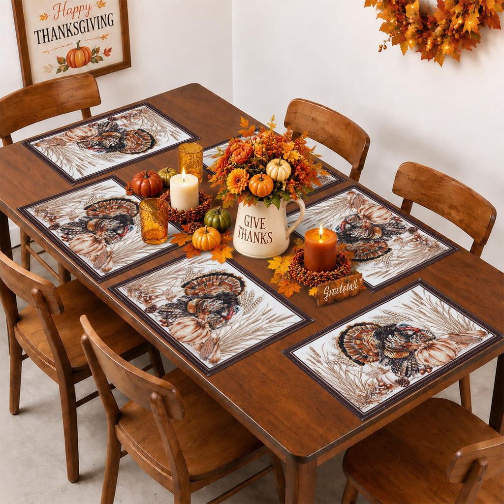 Thanksgiving Placemats 12 x 18 Inch Set of 6