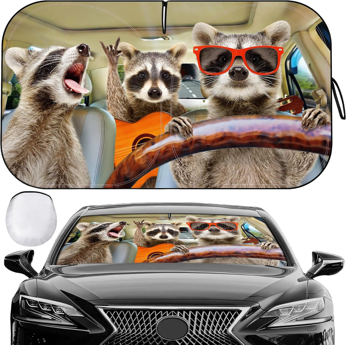 Car Windshield Sun Shade - Foldable Car Sun Shade Windshield for Front Window, Reflector Sunshade Offers Ultimate