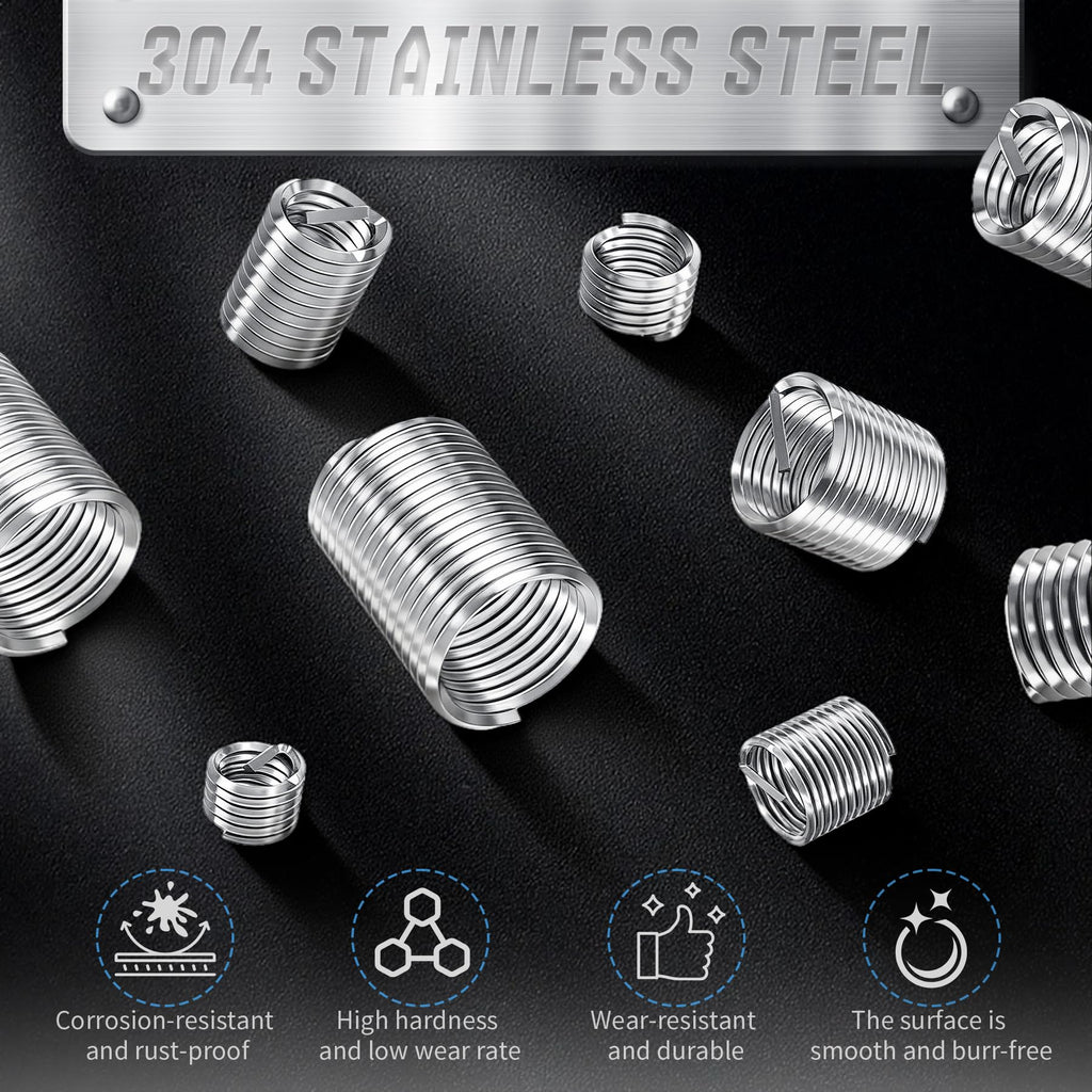 FOCMKEAS 10 Pcs Wire Thread Insert 3/8-16 UNC, 3.0D, 304 Stainless Steel