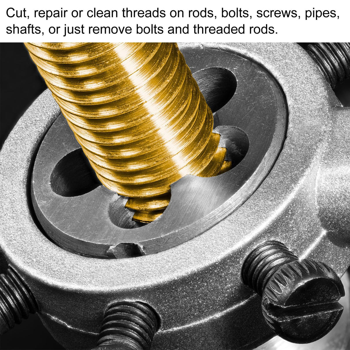 Boxonly Die Stock Handle Wrench Set,1/2-20 UNF Round Die and 38mm Die Holder (Fits 1/2"-5/8" (UNC/UNF) / Metric M12-M14 / 38mm OD Dies) for Bolt Thread Repair