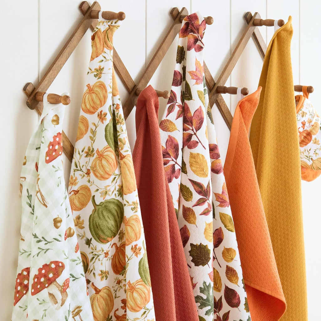 Autumn Harvest Falling Leaves Kitchen Towel 3-Pack Set