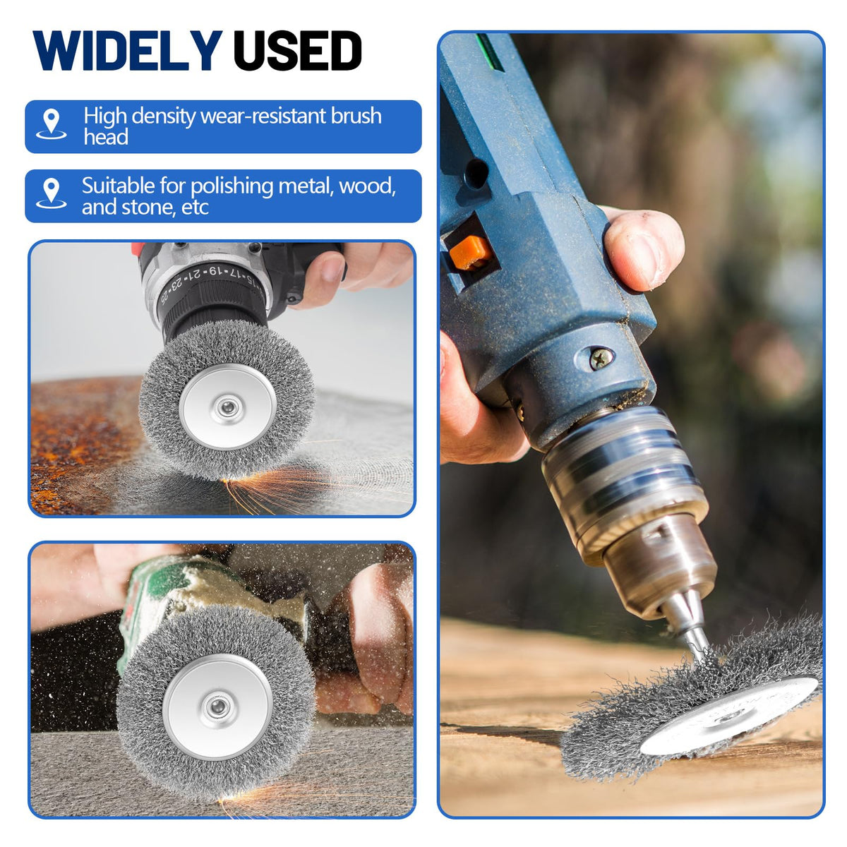 Moxweyeni 20 Pcs 4 Inch Wire Wheel Brushes for Drill Bits, 1/4 Inch Shank