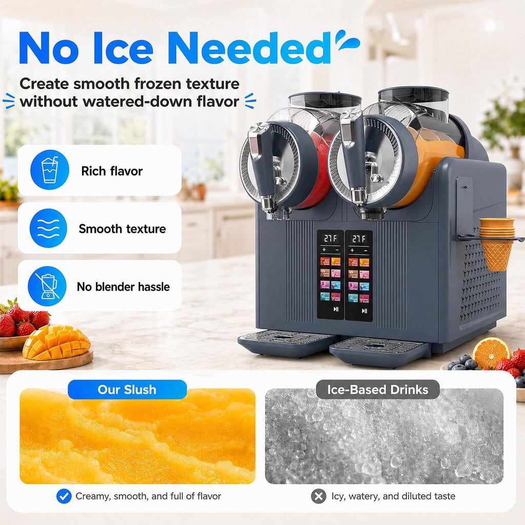 Dual Tank Slushie Machine for home,135oz Soft Serve Ice Cream Maker