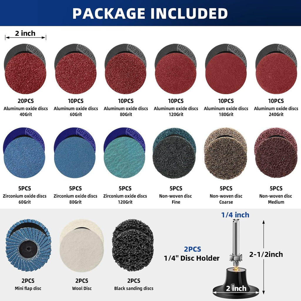 Tanzfrosch 108Pcs Sanding Discs Set 2 inch Quick Change Disc