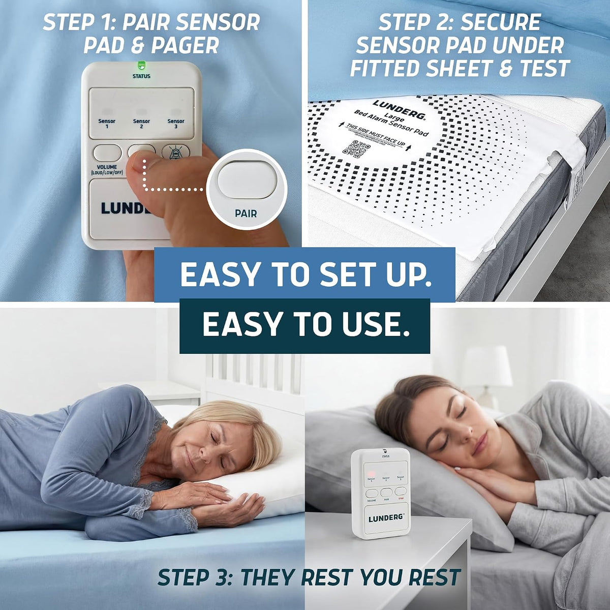 Large Wireless Bed Alarm System for Elderly & Fall Prevention