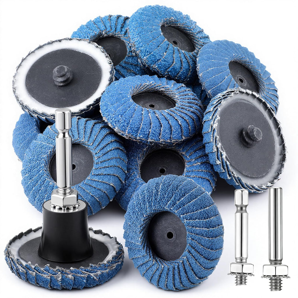 23 PCS Die Grinder Sanding Disc 2 Inch Roll Lock Rapid Replacement Sanding Discs Flat Flap Discs with 1/4" Holder, 40 60 80 120Grit for Wood Metal Sand ing, Rust Removal, Grinding and Finishing