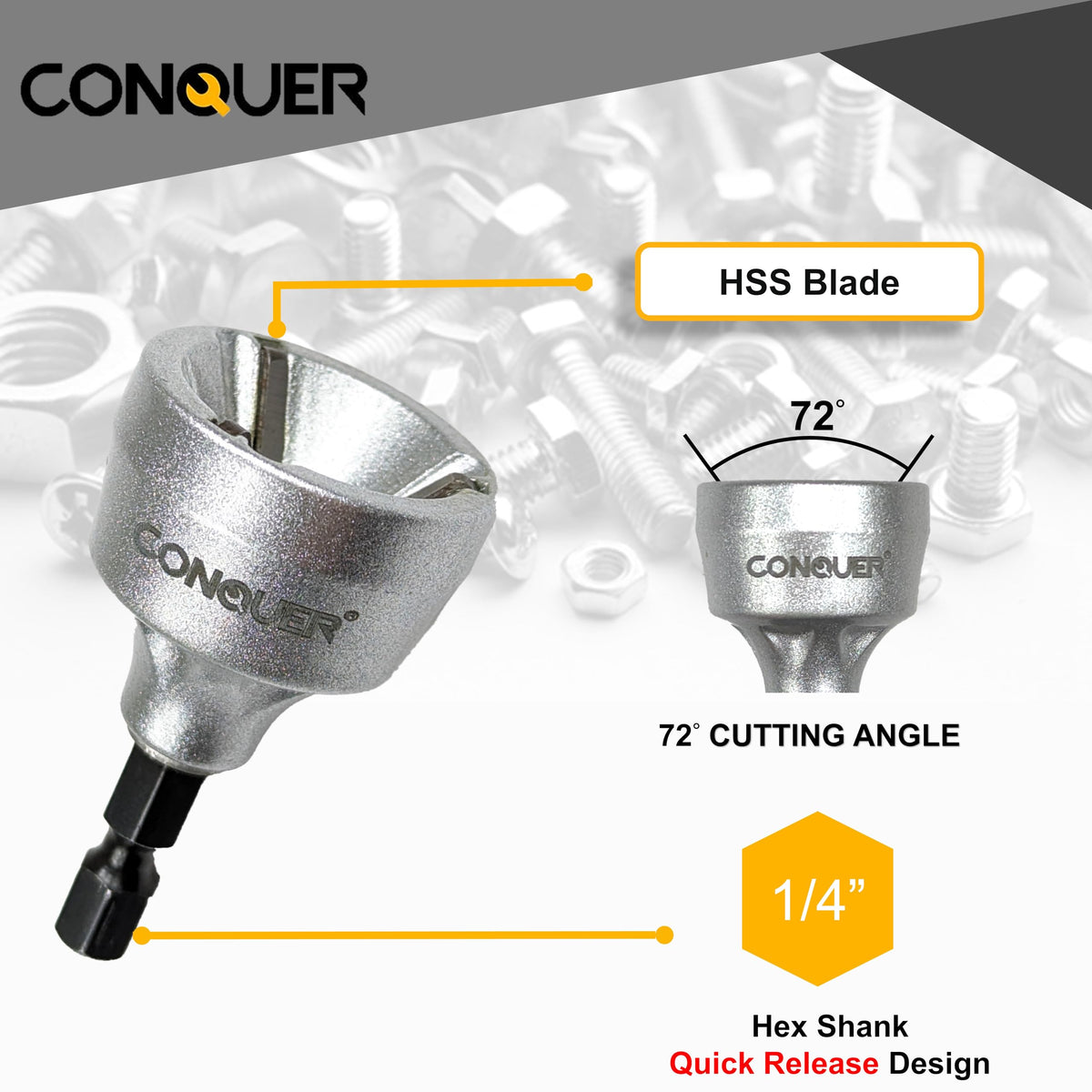 CONQUER Deburring External Chamfer Tool, All Thread Reamer, 1/8"-3/4"