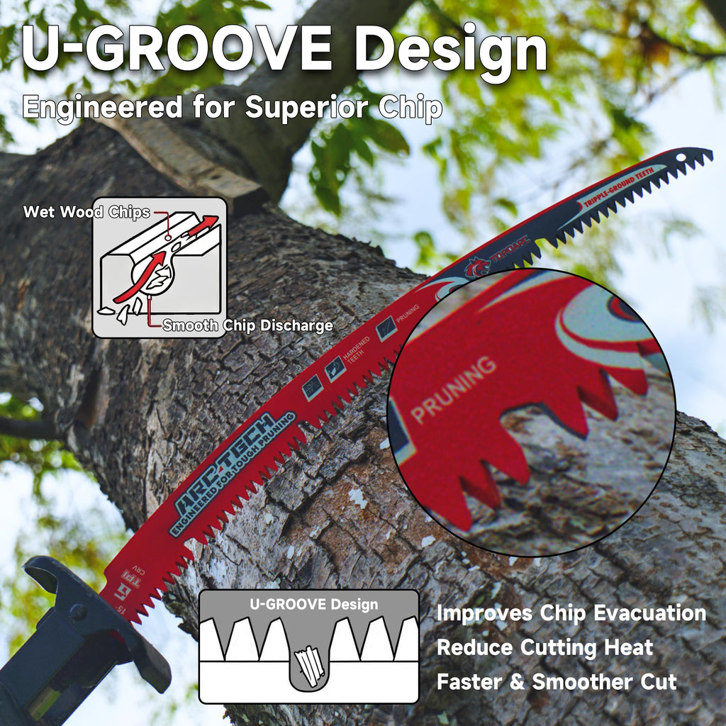 Arc Edge Reciprocating Saw Blades, 15-Inch 6TPI for Tree Trimming, 5-Pack
