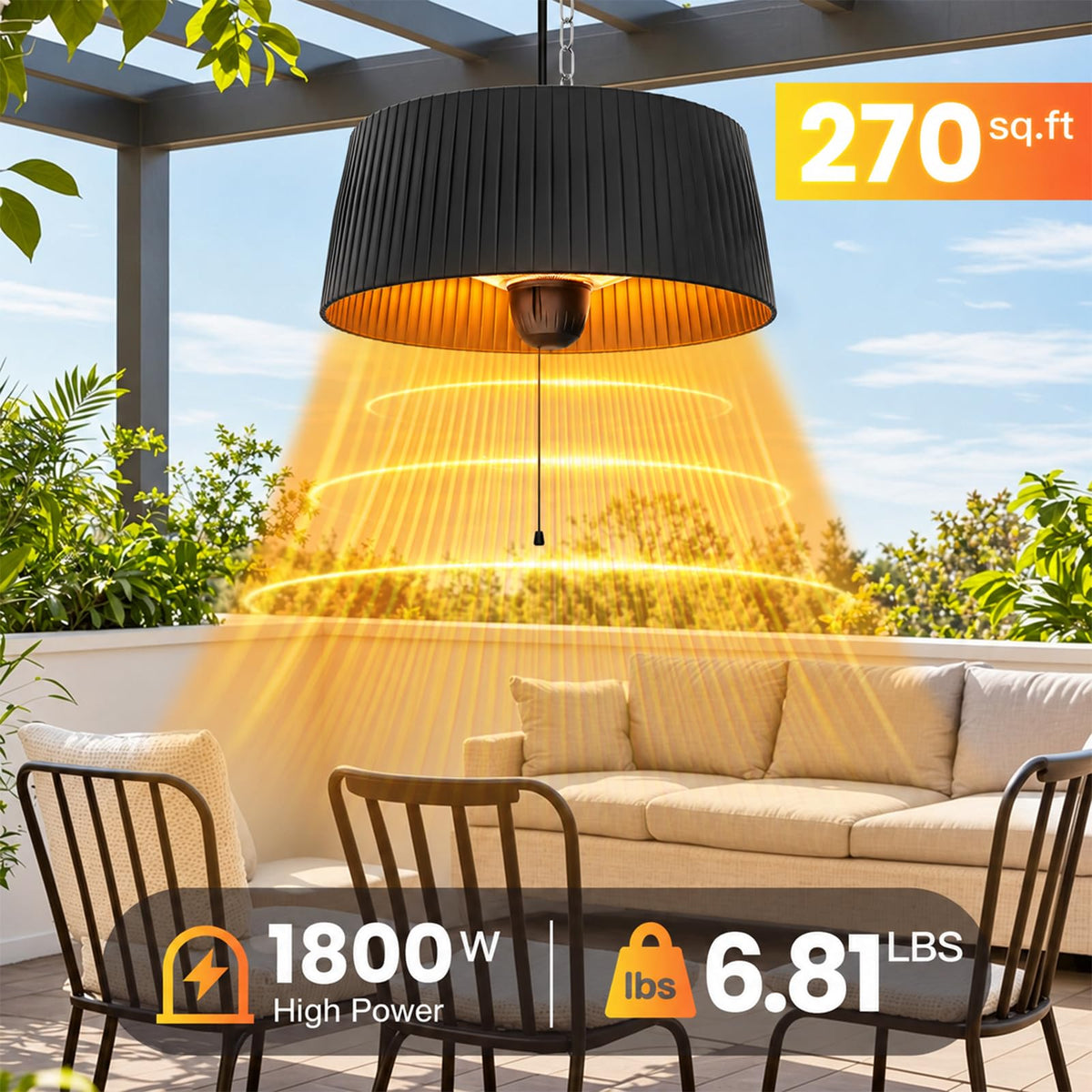 1800W Outdoor Patio Heater,Hanging Patio Heaters for outdoor use