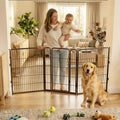 83" x 40" H Extra-Wide Adjustable Hardware/Pressure-Mounted Pet & Child Safety Gate with Dual-Lock Walk-Through Swing Door for Stairs, Hallways & Wide Doorways