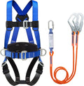 Full Body Safety Harness Kit OSHA/ANSI Compliant for Roofing | Includes internal shock-absorbing lanyard, orange