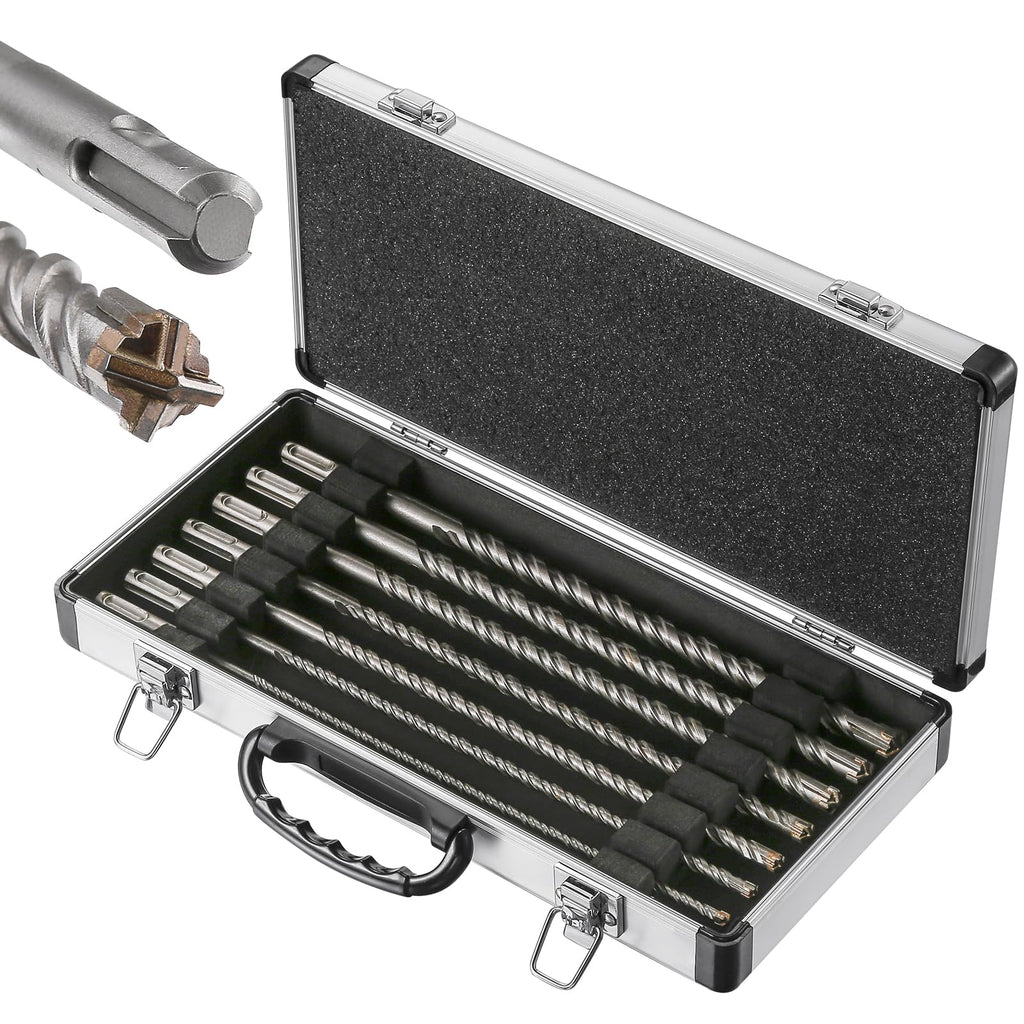 Wensilon Set 12inch Concrete Drill Bit kit Cross-Type Double Thread Carbide Material Suitable for Concrete, Brick, Cement Walls, Stone, Hammer Drill Bits for Concrete