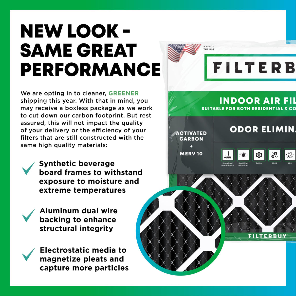 12x24x1 Air Filter MERV 10 Odor & Allergy Defense (4-Pack)