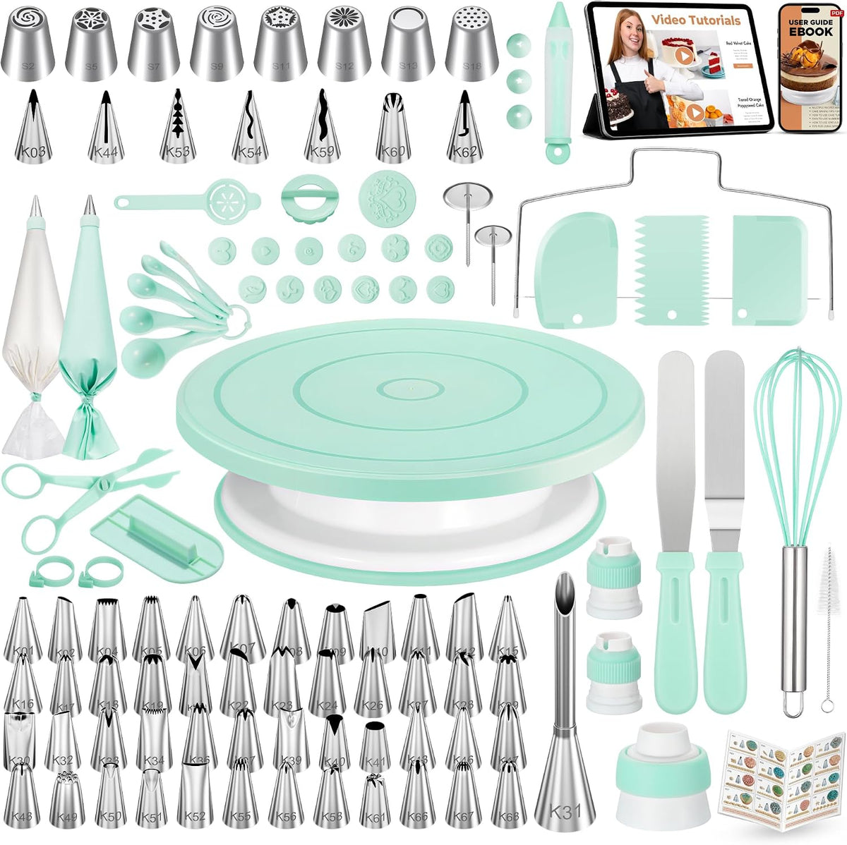 158 Cake Decorating Kit Baking Supplies Tools for Beginners & Pros
