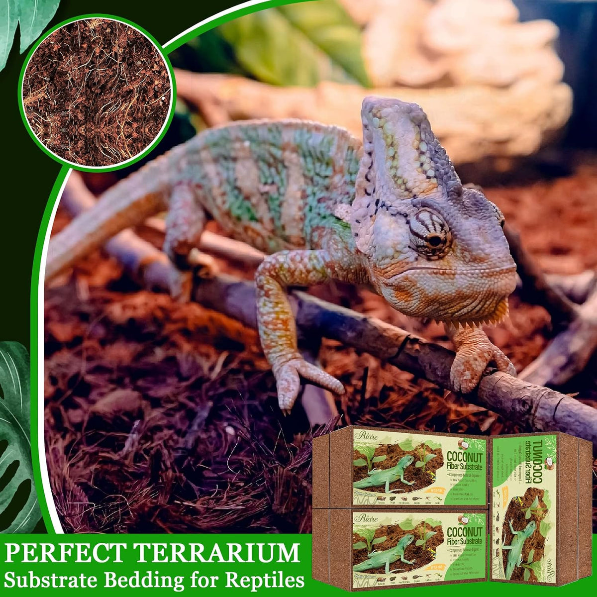 6 Pack Natural Coconut Fiber Substrate, Coco Coir Reptile Bedding