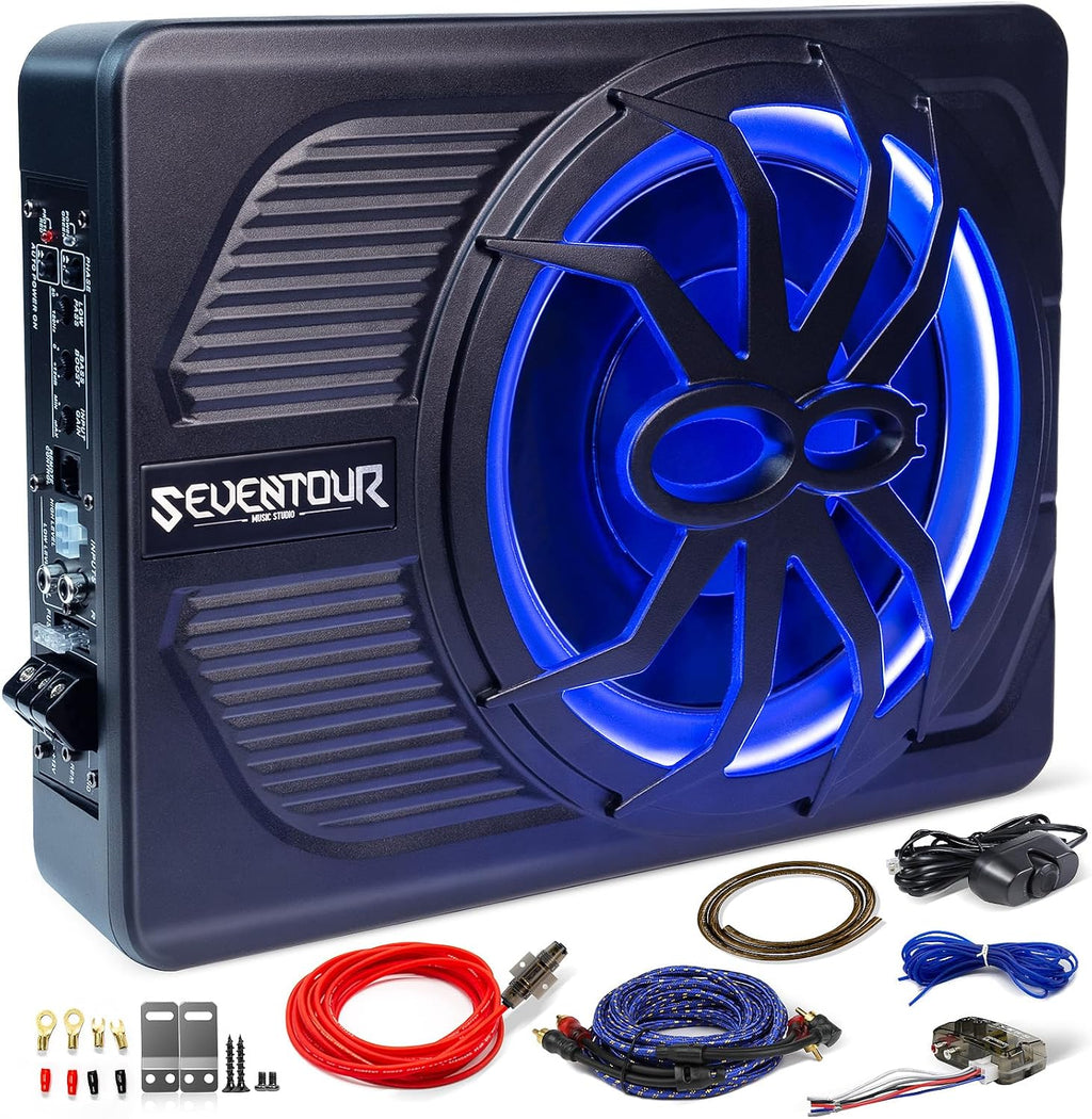 10" 800W Under Seat Car Subwoofer and amp package,Pure and Pleasant Bass | Car/Truck Audio Sub Built in