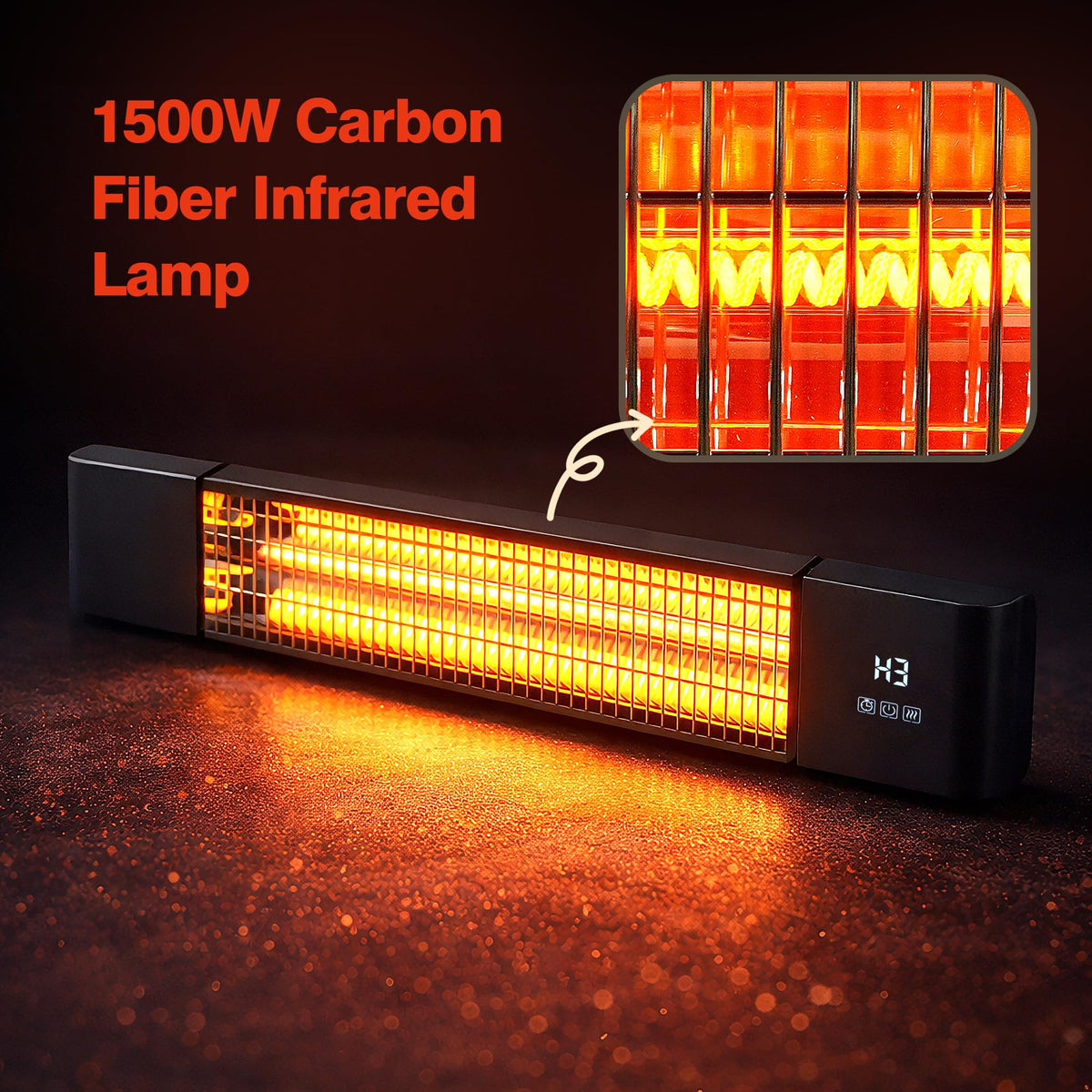 Infrared Electric Patio Heater,Outdoor Electric Patio Heater, Hanging Mounted and Ceiling Mounted Heater for Patio