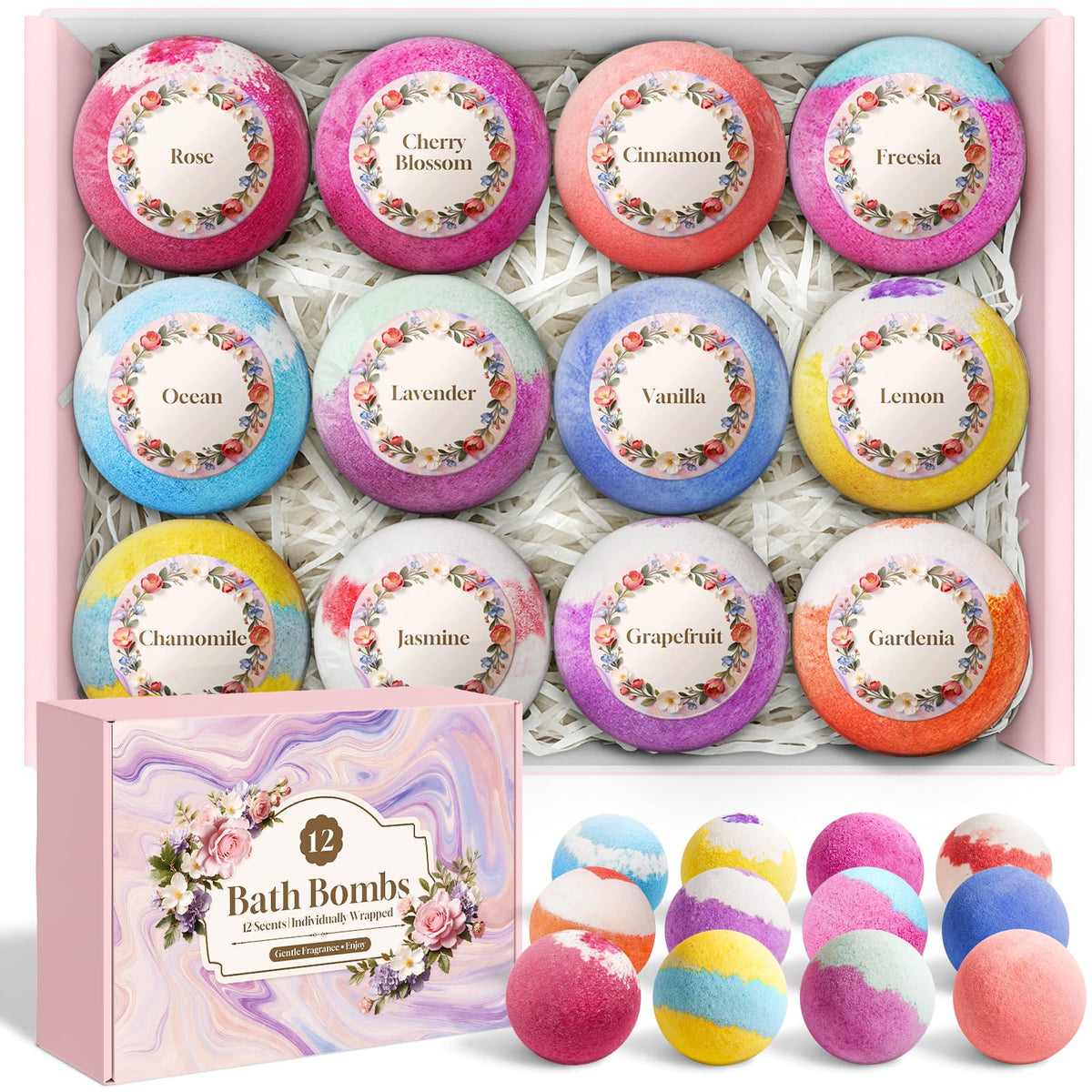 Bath Bombs for Women, Handmade Natural Bath Bomb with Shea Butter
