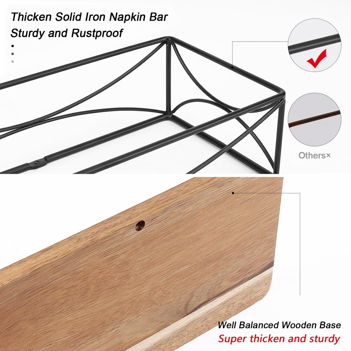 Guest Napkin Holder, Metal Bathroom Paper Hand Towel Storage Modern Napkin Tray Caddy for Countertop, Table Kitchen
