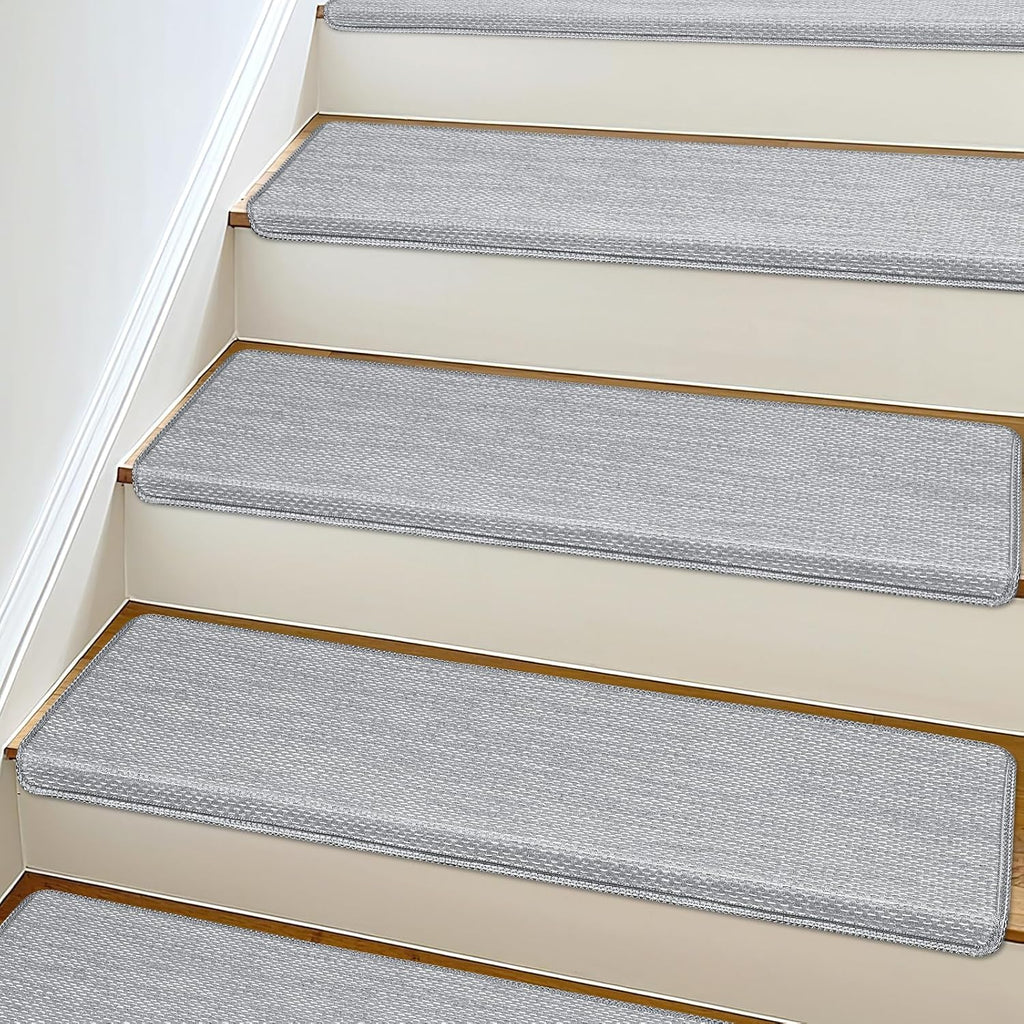 Bullnose Carpet Stair Treads Non Slip for Wooden Steps Indoor, 9.5" x 35" 4 Pieces, Extra Wide Bull Nose Carpet