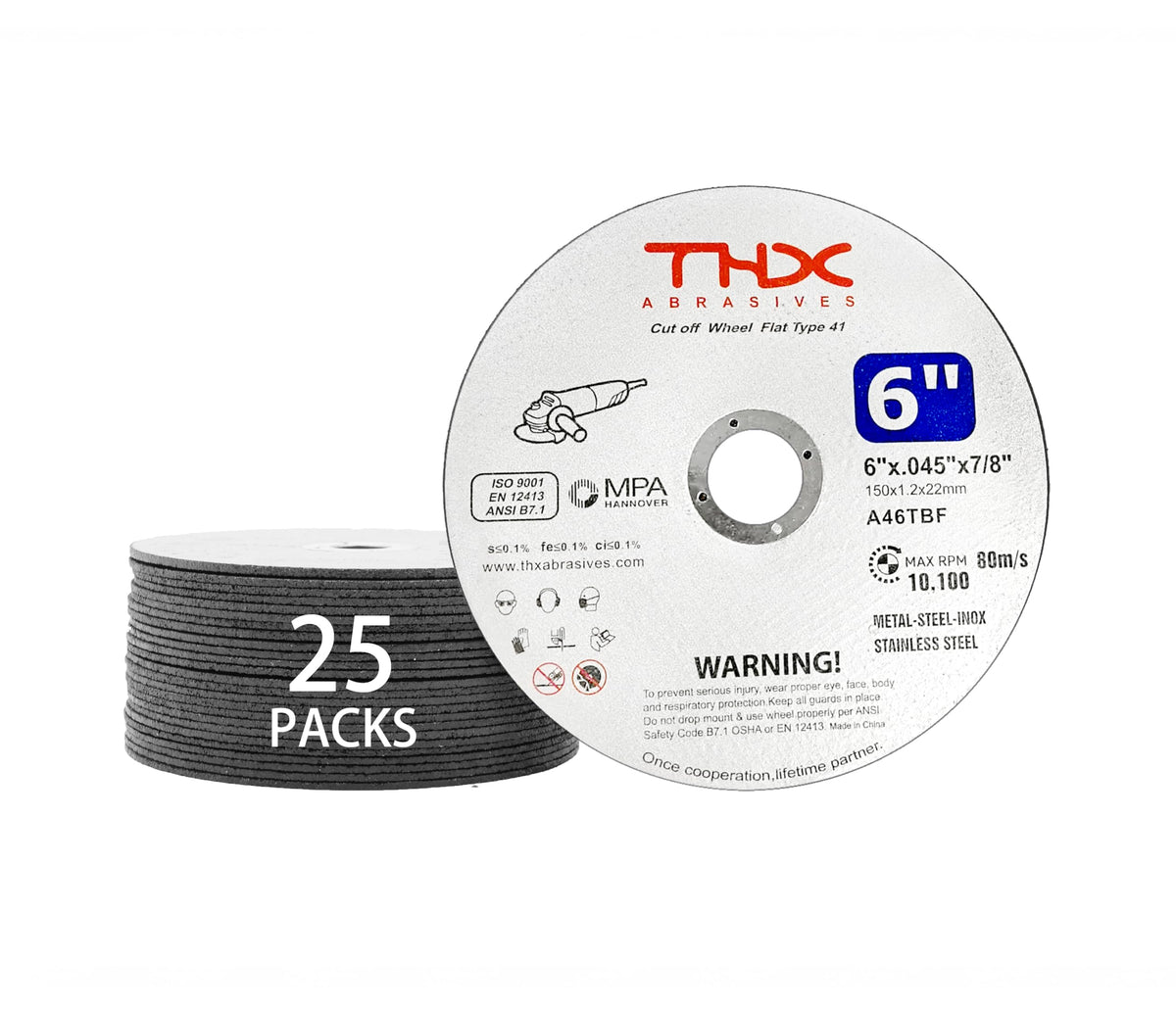 THX 6 Inch Cut Off Wheel,Long-Lasting Thin Cutting Wheel,25 Pack