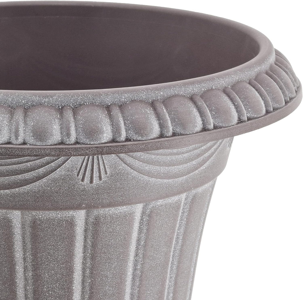 PL10WW Classic Traditional Plastic Urn Planter, 15" x 13", Whitewash