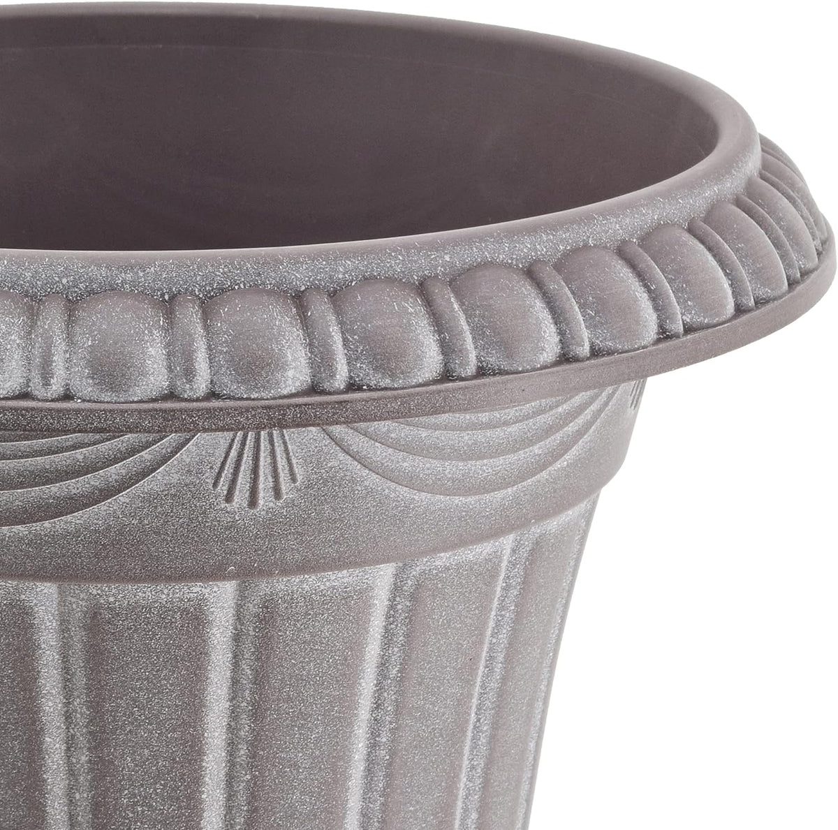 PL10WW Classic Traditional Plastic Urn Planter, 15" x 13", Whitewash