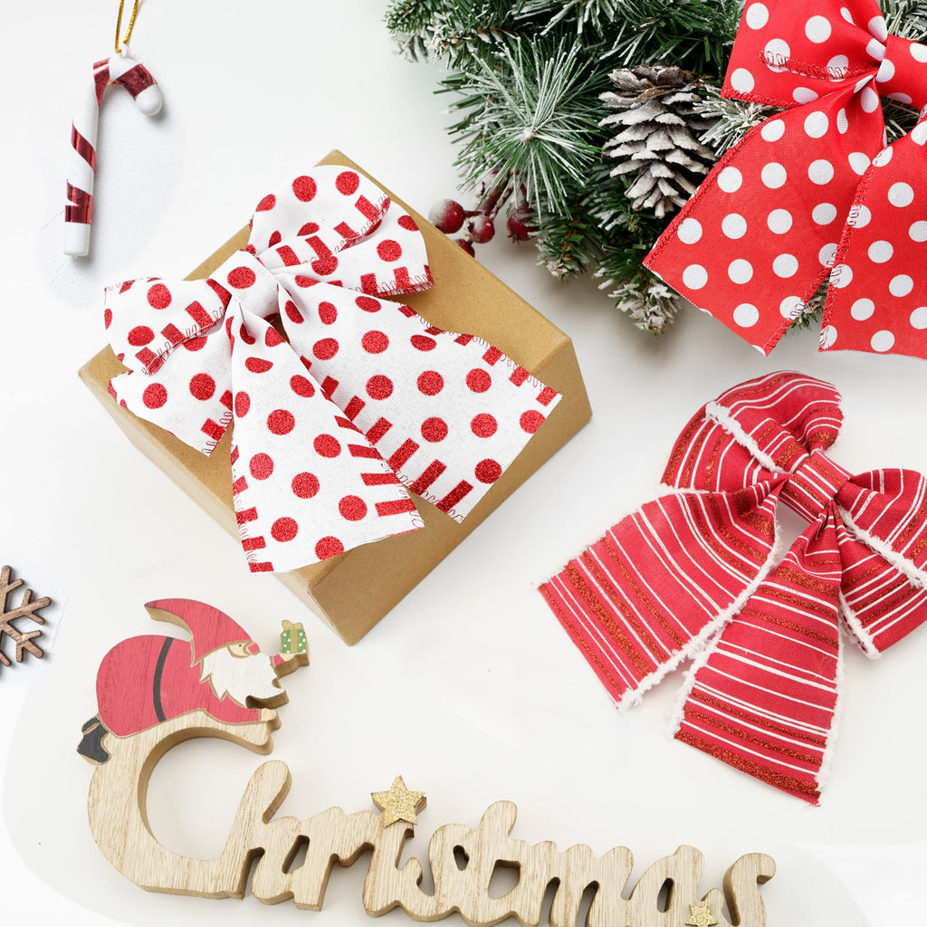 Christmas Ribbon Wired 2.5" x 30 Yards Red and White Ribbon