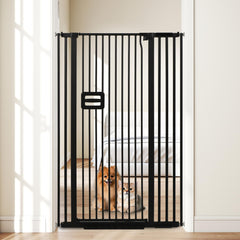 34.2-38.2" Wide Extra-Tall Full-Height Anti-Jump Cat & Pet Safety Gate with No-Drill Pressure Mount & Auto-Close Walk-Through Door