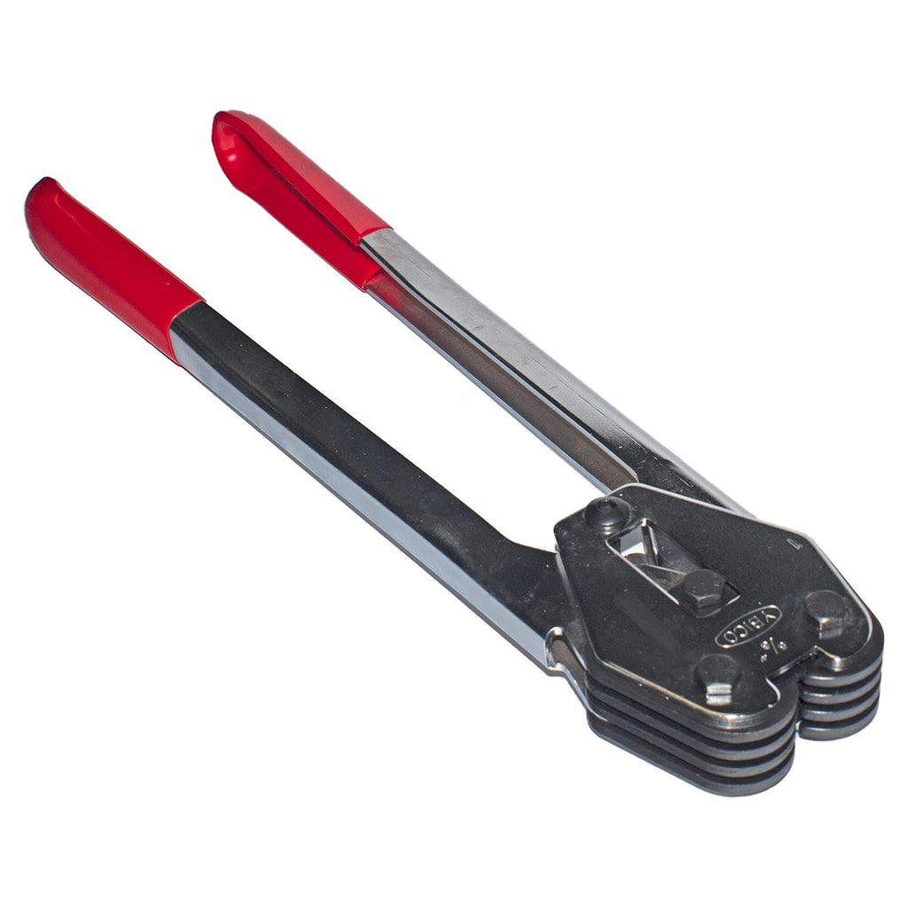 8 NET Industrial E1358 Poly Strapping Sealer for 5/8” Plastic Strap Width, 13” Handle, Heavy Duty, Manual Strapping