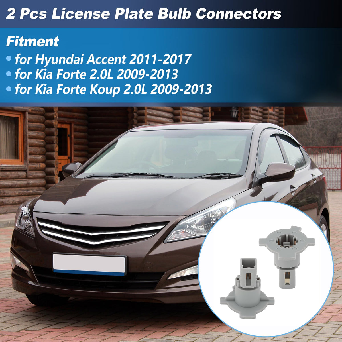 INFINAUTO 2pcs License Plate Light Socket Holder for Hyundai Accent 2011-2017 License Plate Bulb Connector for Kia Forte 2009-2013 2.0L Replace 92550-1M000/925501M000