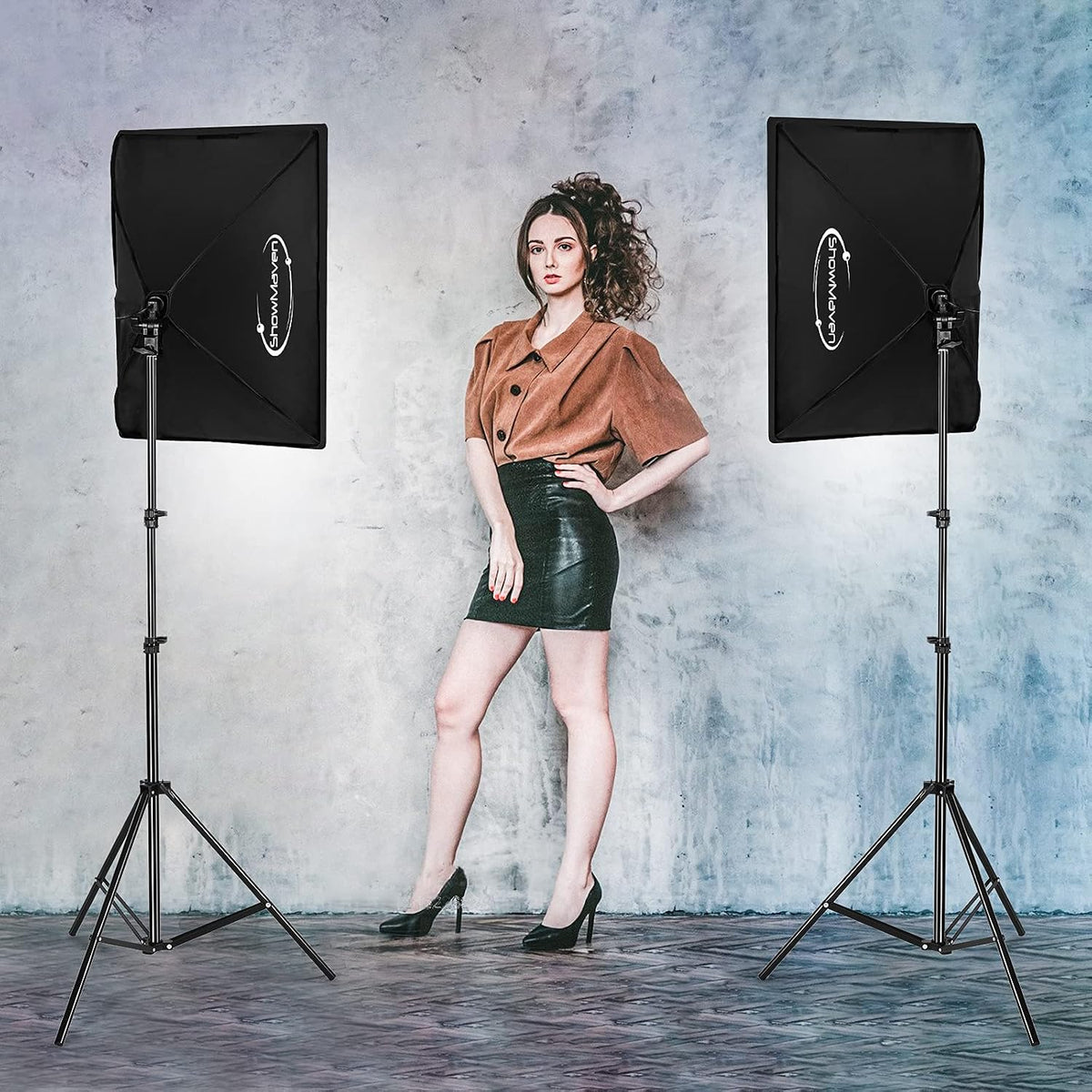 Softbox Lighting Kit, Studio Lights with 2 135W Bulbs 5500K Continuous Photography Lighting Kit for Filming Portrait
