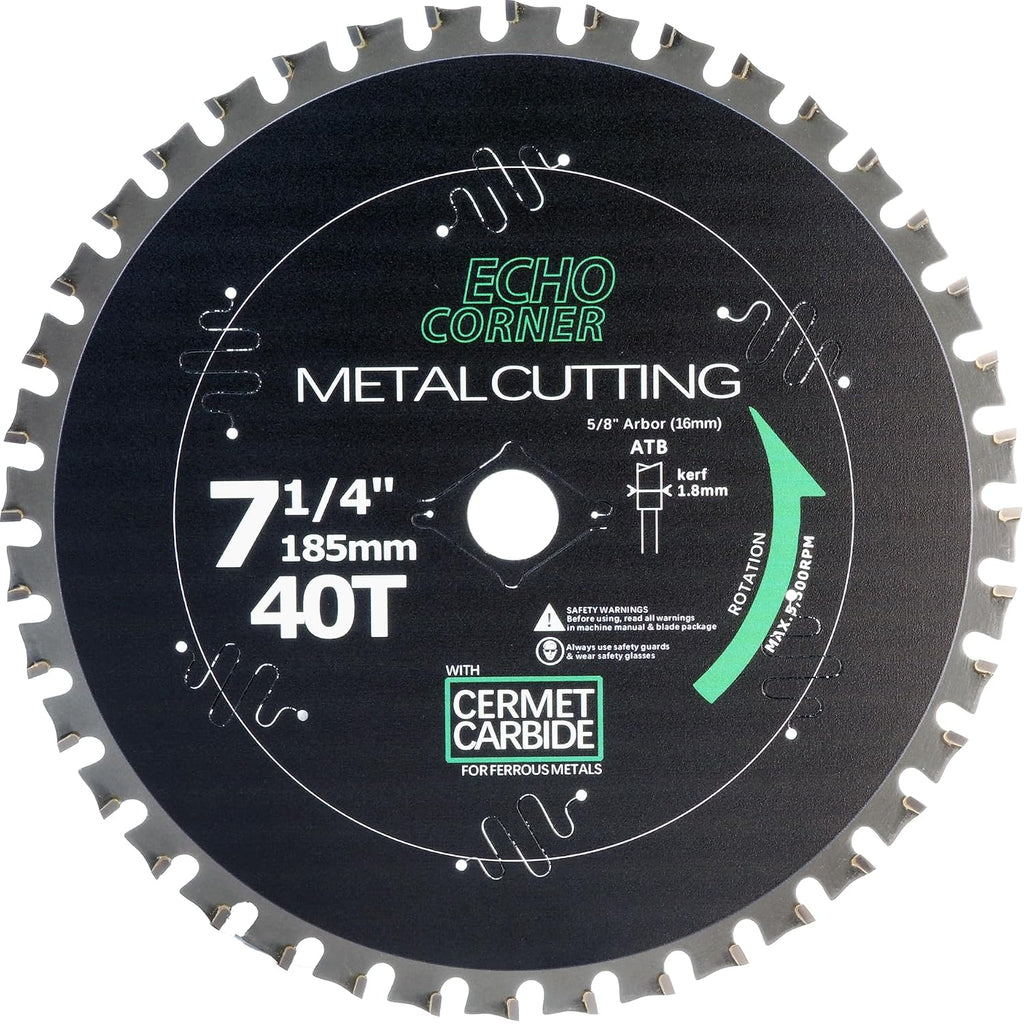 7-1/4 Inch Metal Cutting Circular Saw Blade, Cermet 40T, 5/8" Arbor