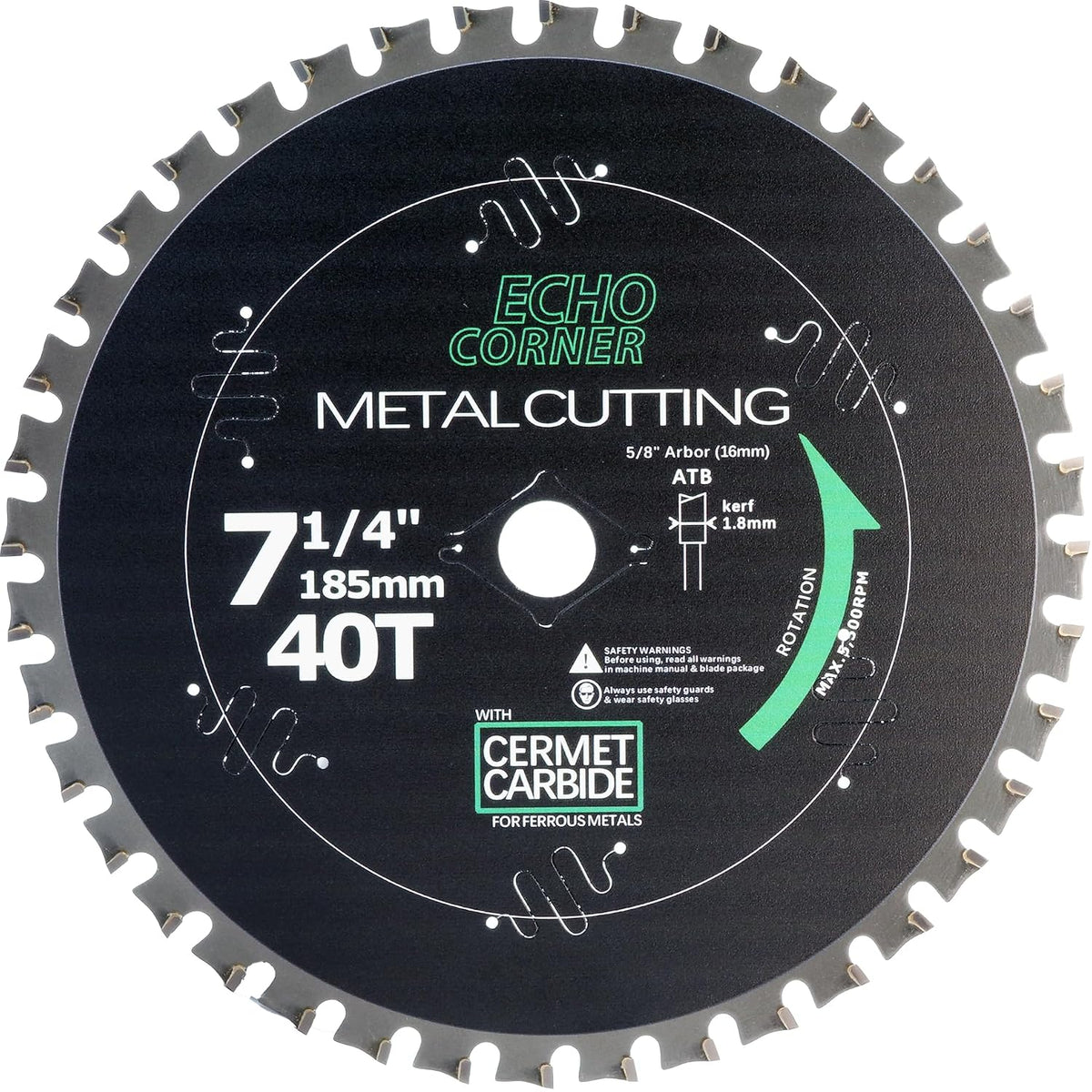 7-1/4 Inch Metal Cutting Circular Saw Blade, Cermet 40T, 5/8" Arbor